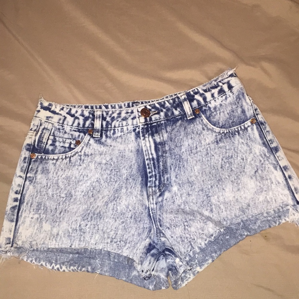 High waisted acid wash shorts